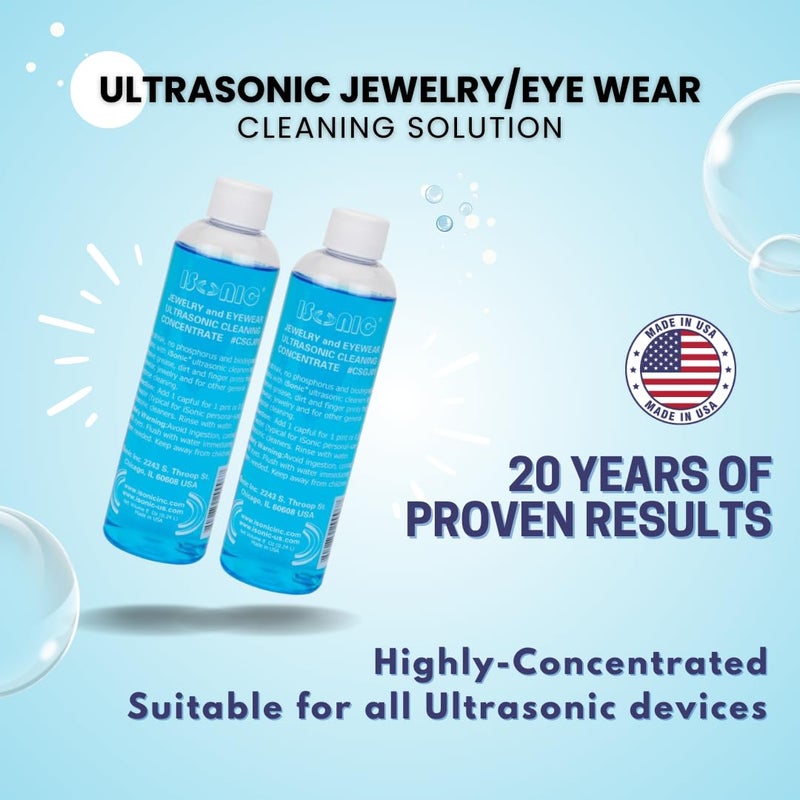 iSONIC - CSGJ01x2 CSGJ01-8OZx2 Ultrasonic Jewelry/Eye Wear Cleaning Solution Concentrate (Pack of 2) - Image 2